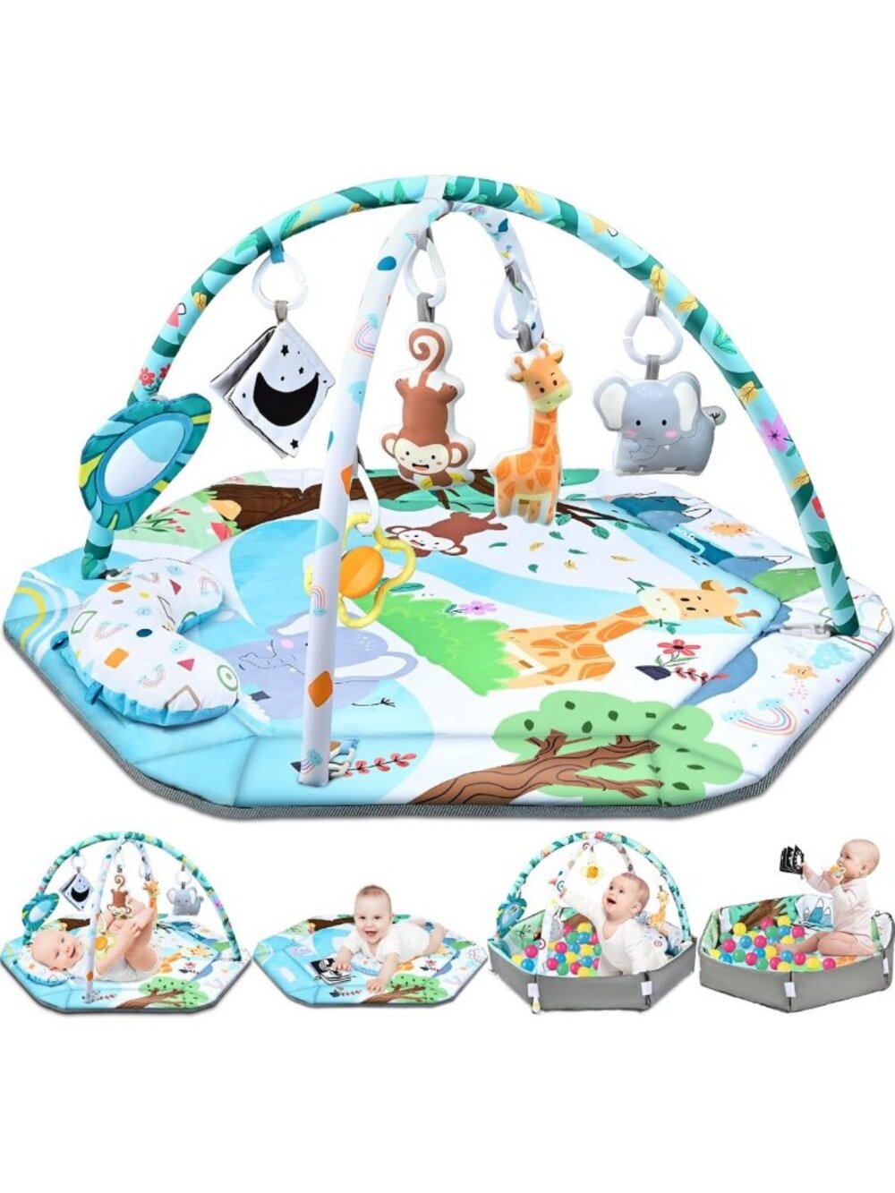 Optimized Title: "8-in-1 Baby Play Mat & Ball Pit - Washable Tummy Time Mat with